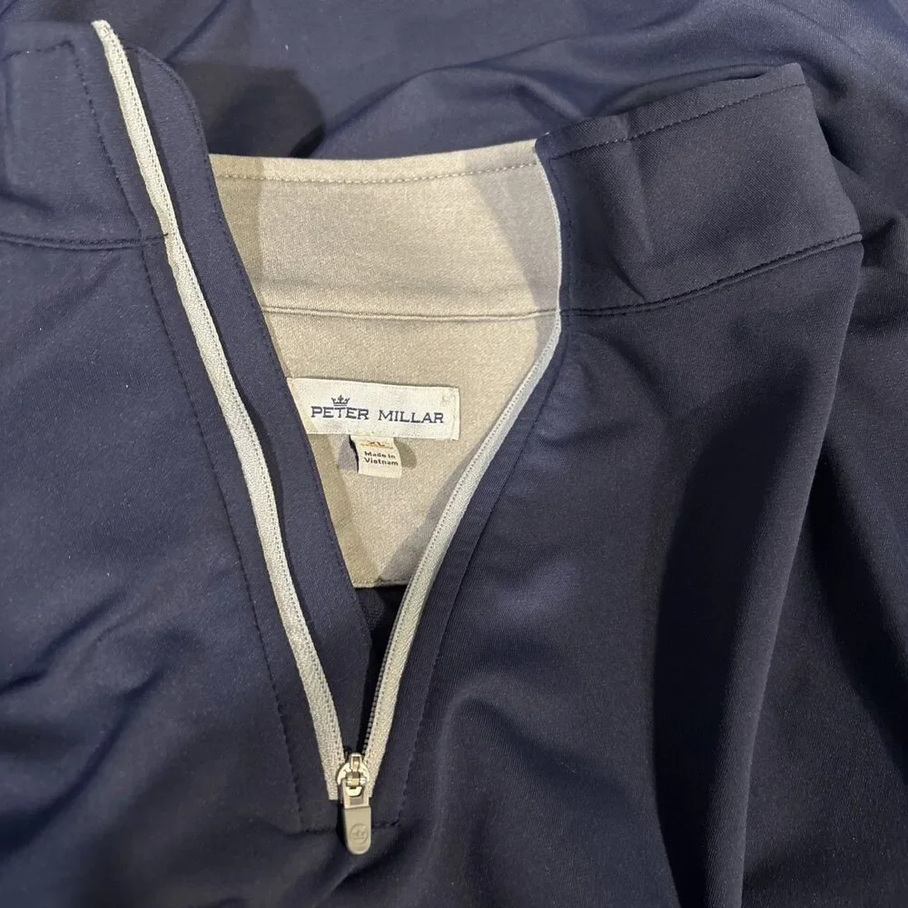 Peter Millar 1/4 Zip Pullover Men's XL Blue Perth Performance Long Sleeve Logo